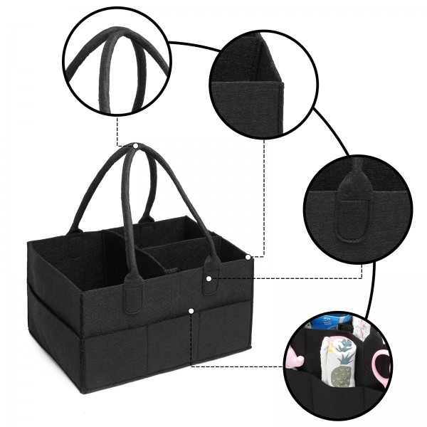 S2049 - Kono Felt Caddy Organiser With Storage - Black